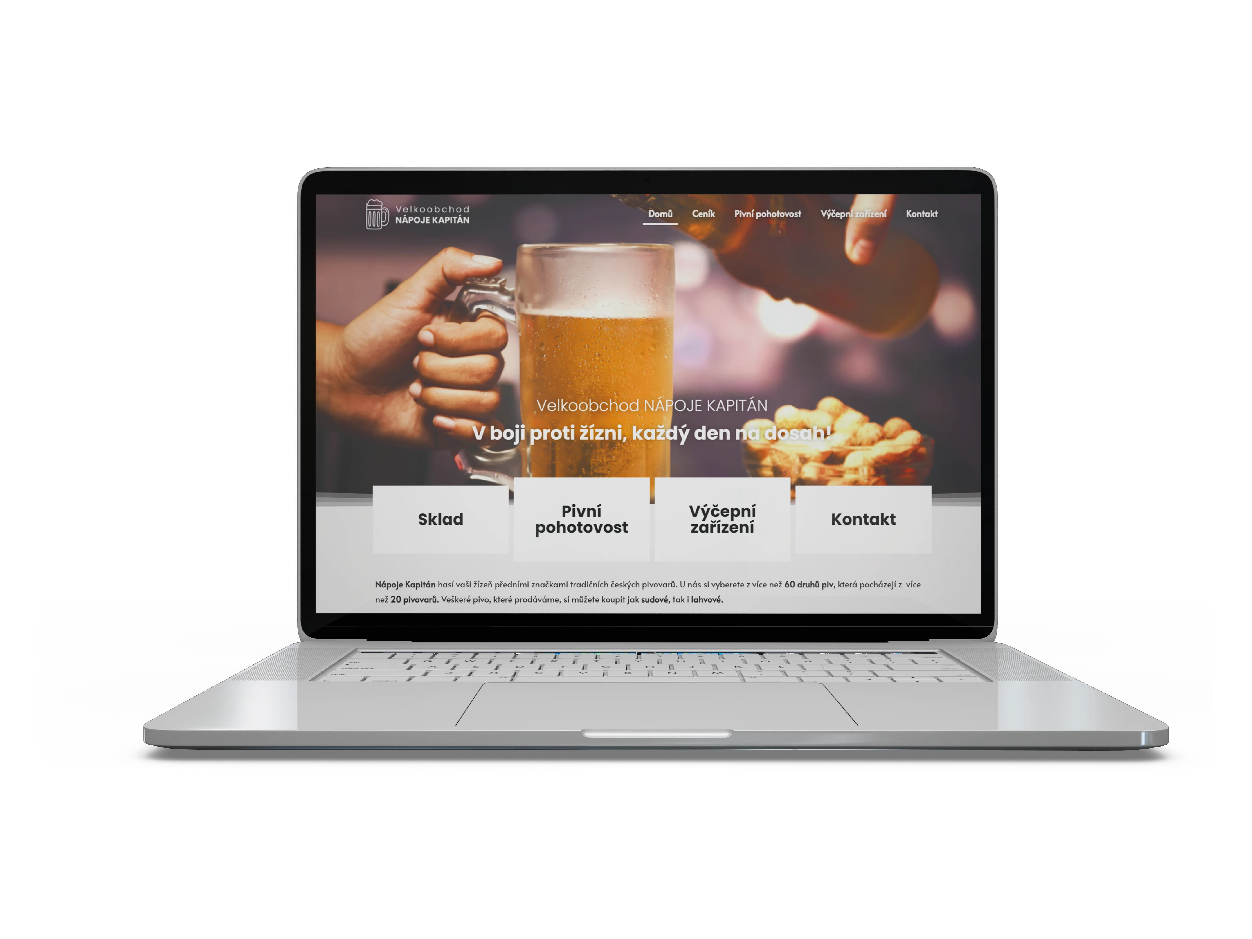 Nápoje Kapitán_Web mockup